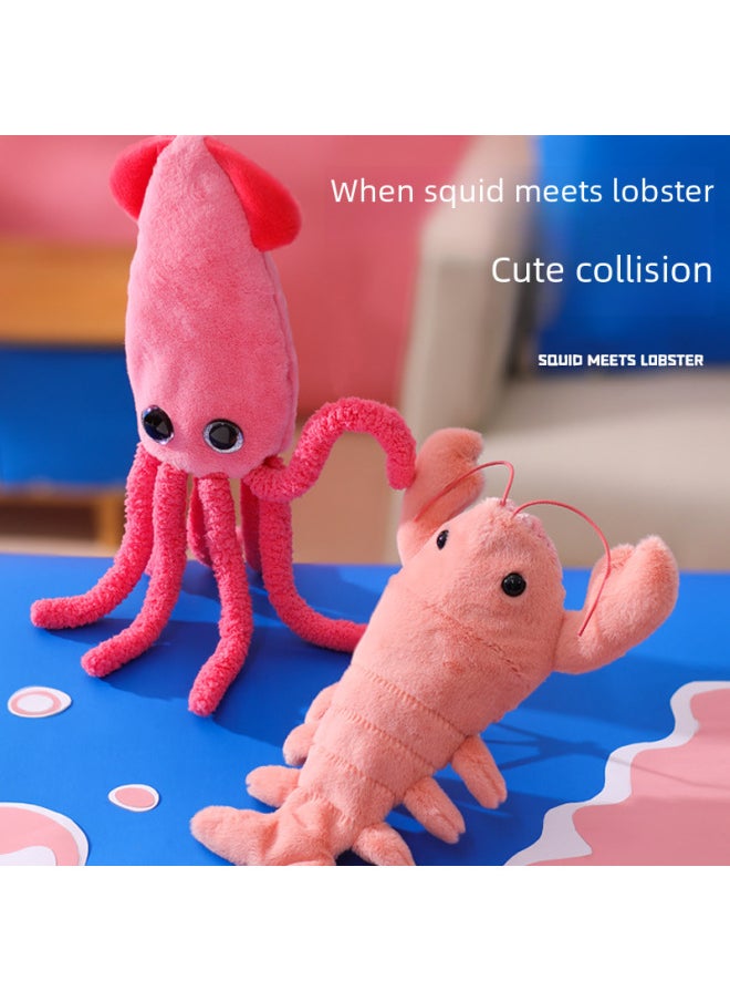 Lejier Simulation Jumping Lobster USB Rechargeable Pet Plush Squid Electric Toy Jumping Shrimp Internet Celebrity Toy-Color:Jumping Squid  - Image 1