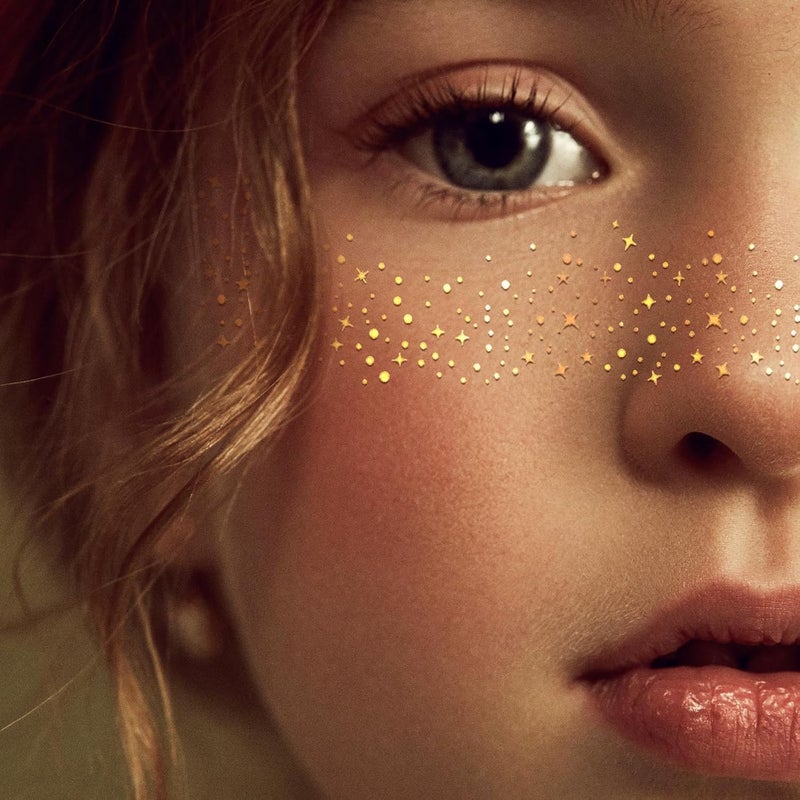 ChicAbode Glitter Freckles Face Tattoo, Glitter Freckles for Face, 10pcs Gold Sparkle Freckles, Face Glitter Makeup Patches - Image 2