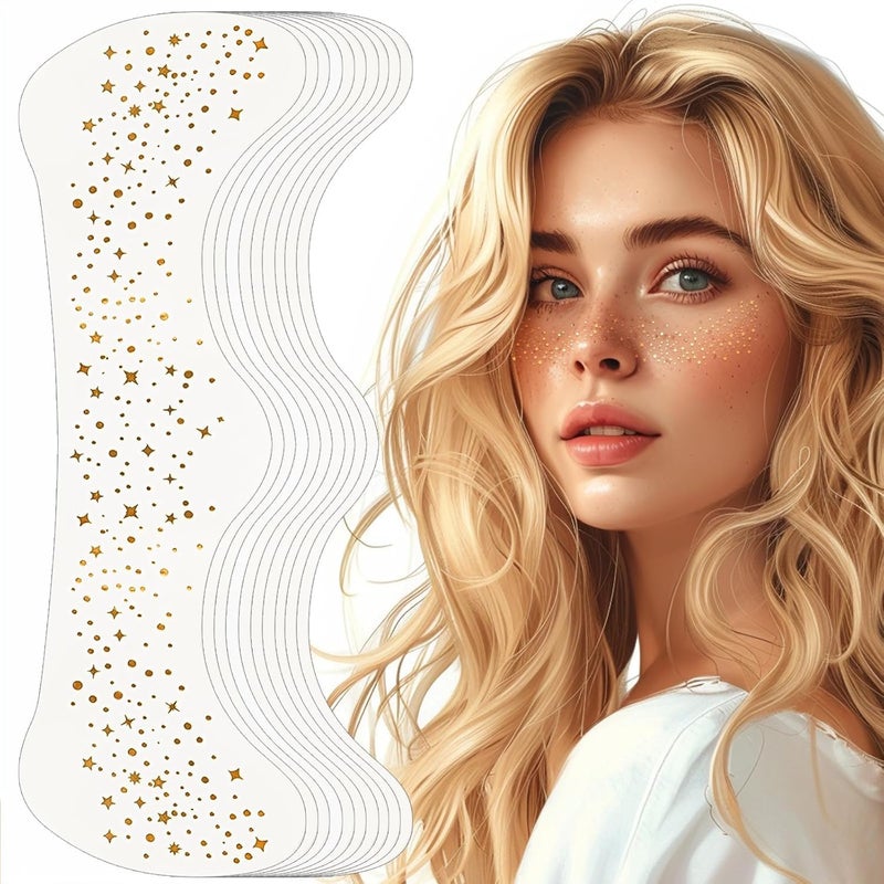 ChicAbode Glitter Freckles Face Tattoo, Glitter Freckles for Face, 10pcs Gold Sparkle Freckles, Face Glitter Makeup Patches - Image 1