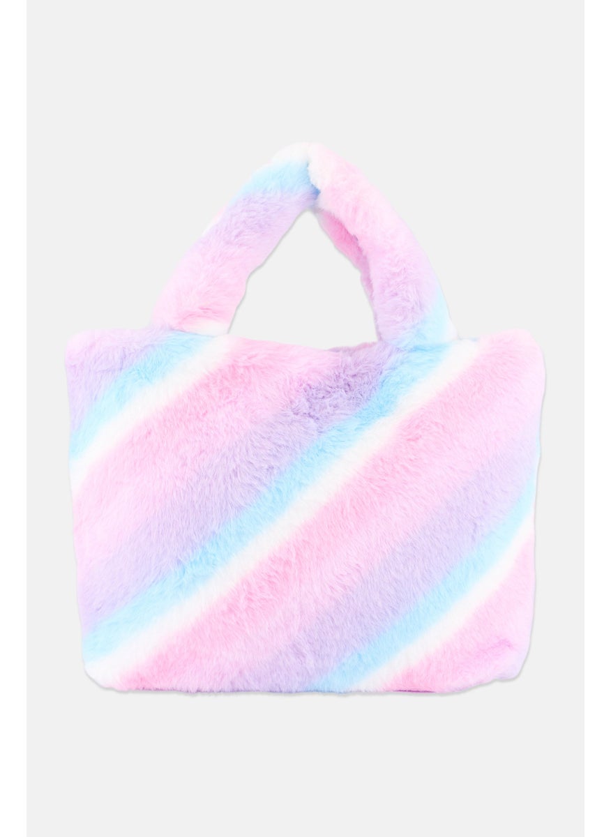 OMG Accessories Kids Girl Teddy Faux Fur Tote Bag 23 H x 33 L x 7 W cm, Purple  - Image 2