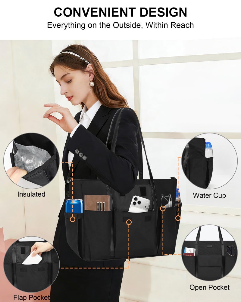 TANTO Laptop Bag for Women 17 Inch, Teacher Tote Bag with Compartments Work Tote Bag Nursing Bag with 19 Pockets Professional Computer Bag Business Office Work Organized Bag with Shoulder Straps - Image 4