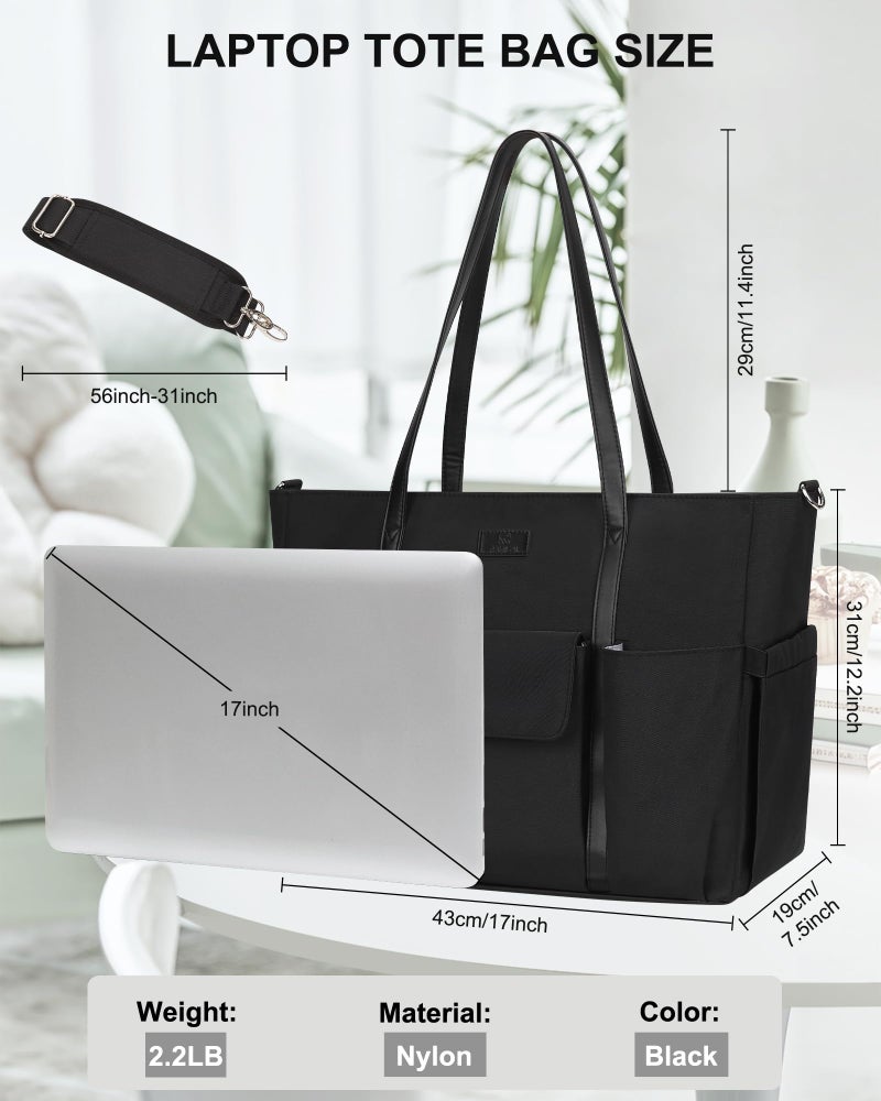 TANTO Laptop Bag for Women 17 Inch, Teacher Tote Bag with Compartments Work Tote Bag Nursing Bag with 19 Pockets Professional Computer Bag Business Office Work Organized Bag with Shoulder Straps - Image 5