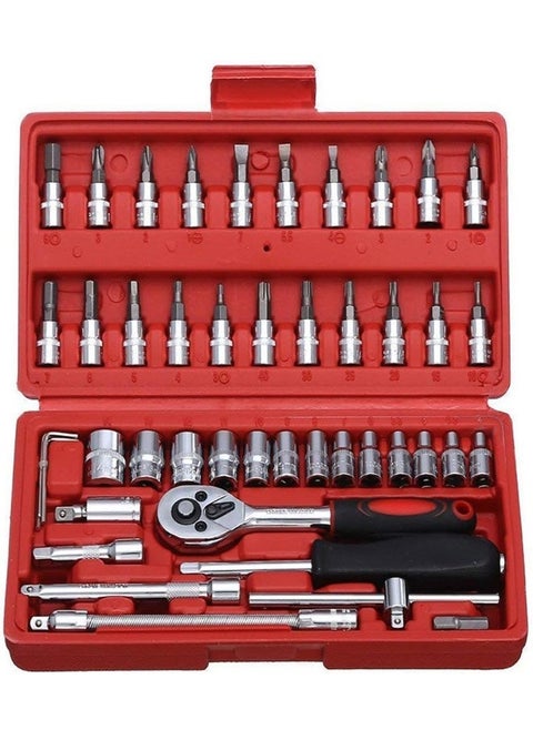 46-Piece Socket and Bit Tool Set for Home and Auto Repair