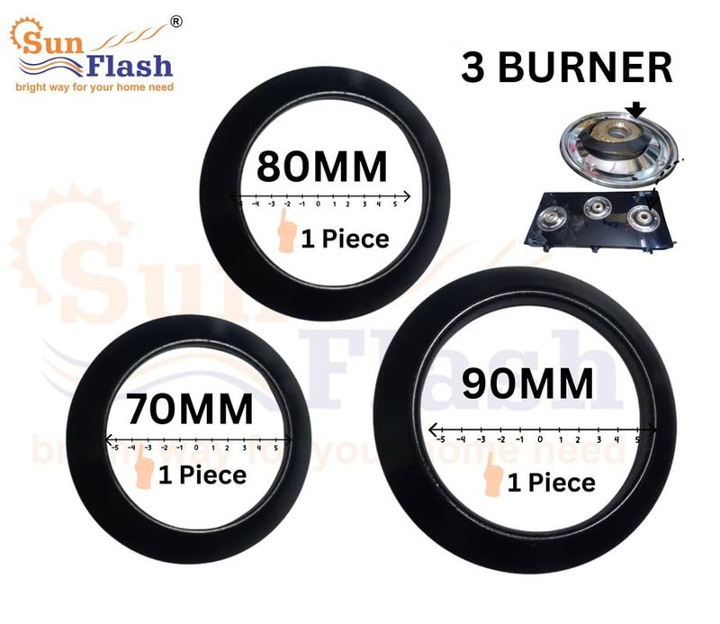 SUN FLASH O-Rings Gas Stove Replacement Parts Set, 3 Sizes | Stoves Black Gas Stove Rings, Suitable For All Brand Manual Ignition Gas Stoves (SF_oring_3_12) - Image 2