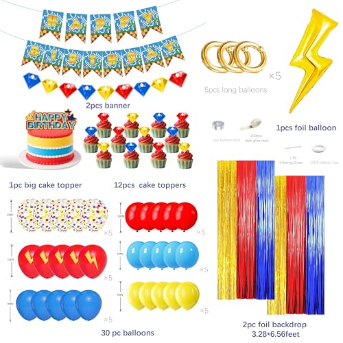 jenmir Cartoon Hedgehog Birthday Decorations for BoysBlue Red Gold Fringe Curtains Gold Circle Explosion Star Foil BalloonHappy Birthday Banner - Image 5