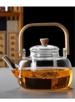 Generic 1000ml Glass Teapot With Glass Infuser, Teapot With Strainer For Loose Tea, Safe On Stovetop, Tea Pot With Bamboo Handle  - Image 1