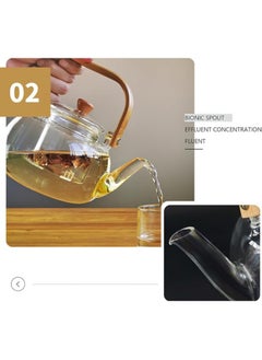 Generic 1000ml Glass Teapot With Glass Infuser, Teapot With Strainer For Loose Tea, Safe On Stovetop, Tea Pot With Bamboo Handle  - Image 5