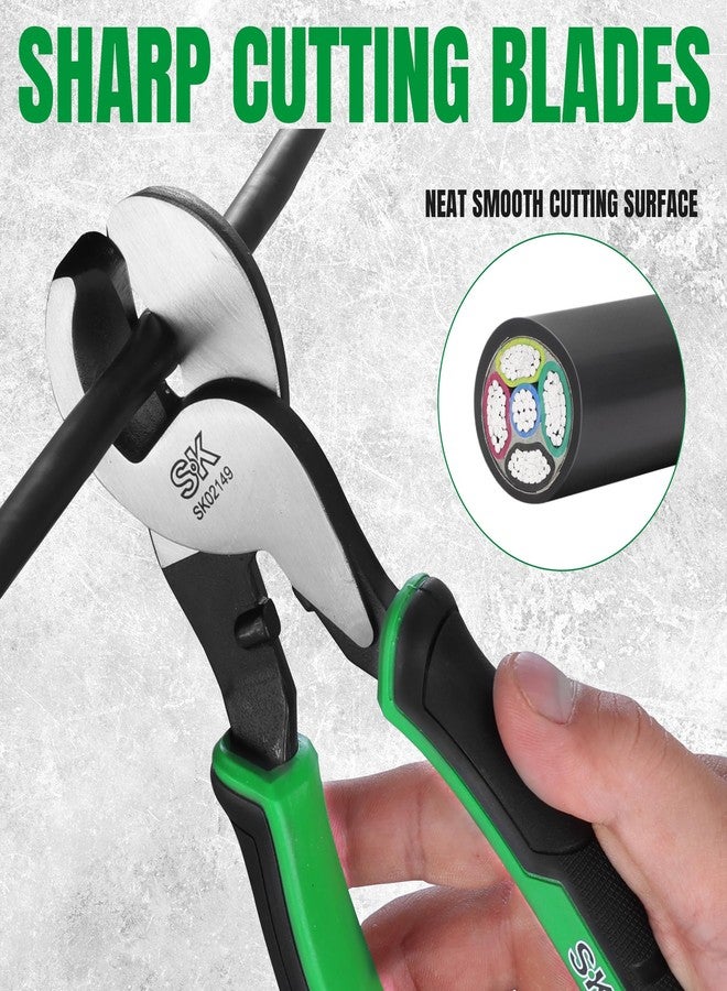 اس كي كي قاطع كابلات SK مقاس 9.5 بوصة، قاطع أسلاك شديد التحمل، كماشة قطع كابلات عالية الرفع بمقبض مُسنن، مصنوعة من فولاذ CR-V عالي الجودة، للألمنيوم والنحاس والأسلاك وكابلات الاتصالات - Image 5