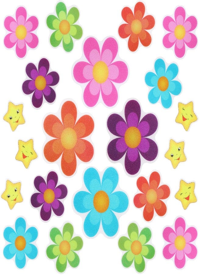 Photect 26 Pieces Flower Non Slip Stickers for Bathtub Daisy Non Slip Shower Sticker Adhesive Star Flower Cute Bathtub Decals with Bright Colors, Bath Tread for Bathroom and Other Slippery Surfaces(Colorful) - Image 1