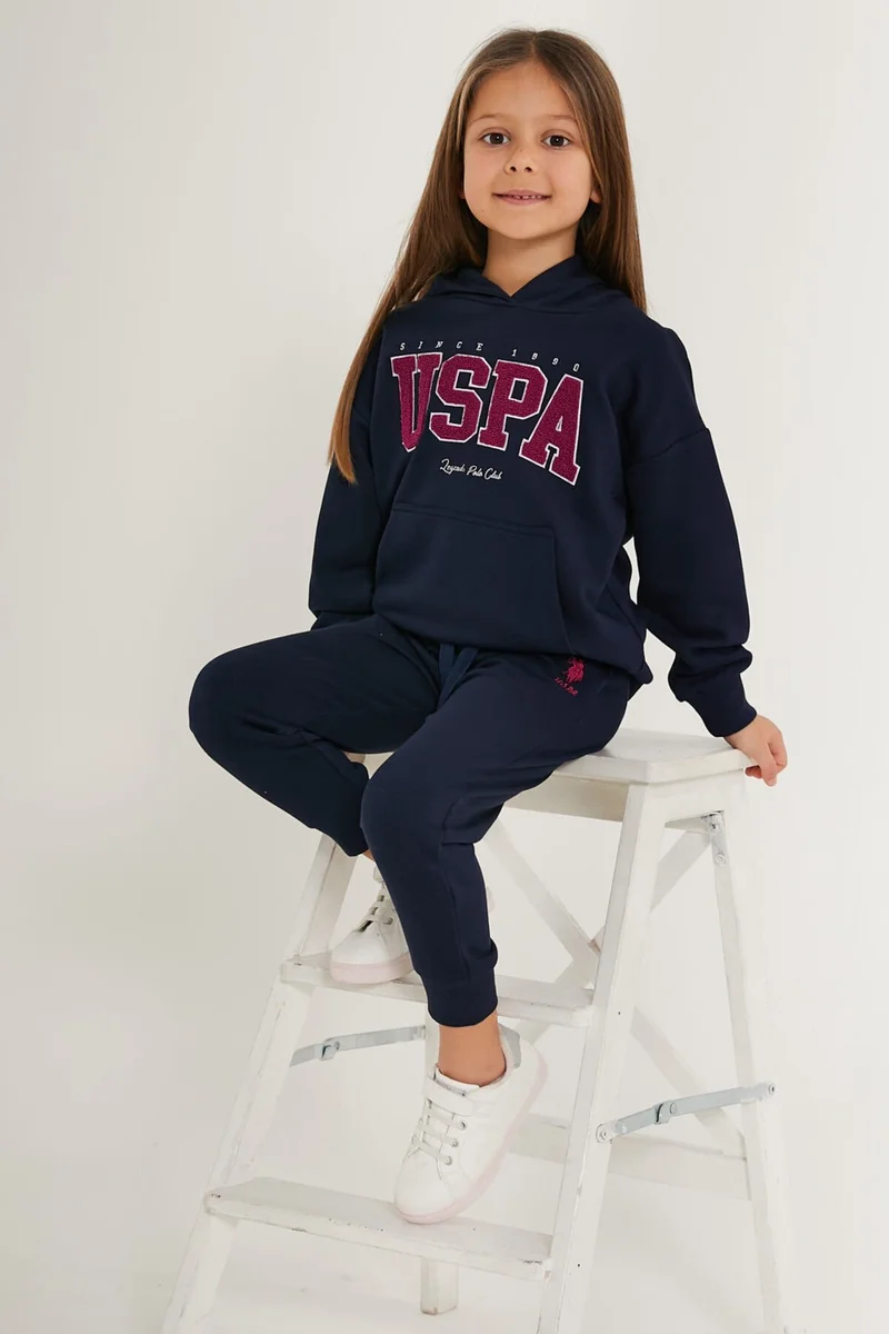 يو اس بولو اسن BASE. Polo Assn. Legend Polo Club Navy Blue Girls Tracksuit Set
