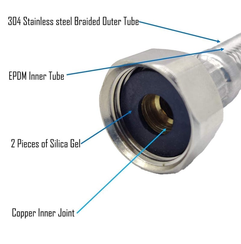 CLINTON Stainless Steel 304 Grade Connection Pipe Chrome Finish (1/2-inch, 18-inch) (2) - Image 2