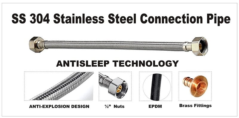 CLINTON Stainless Steel 304 Grade Connection Pipe Chrome Finish (1/2-inch, 18-inch) (2) - Image 5