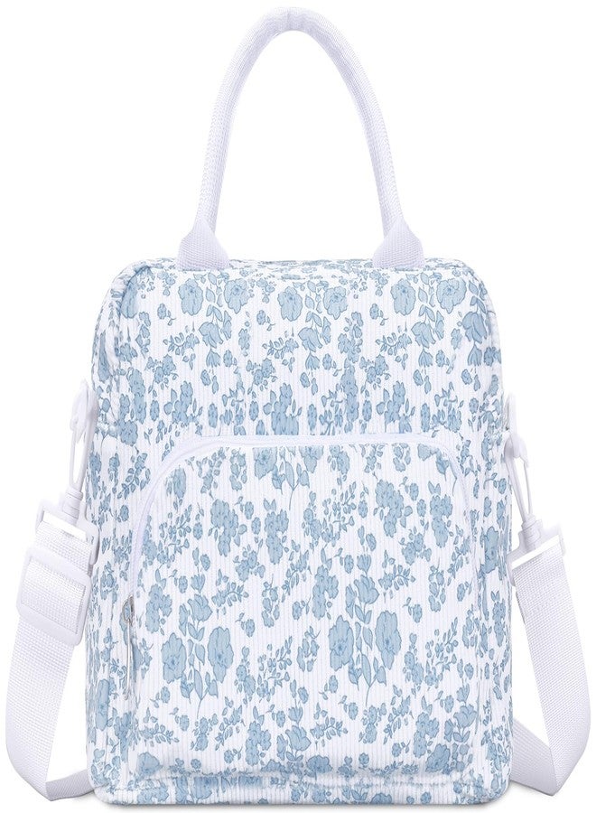 GASSDA Lunch Bag for Women Adult Lager Insulated Lunch Box Cute Cooler Lunch Tote Bags for Work Picnic (Blue-Floral) - Image 1
