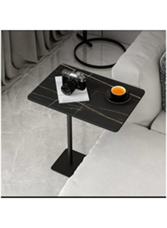 هومزمارت طاولة جانبية حديد وخشب رخامي وام دي اف اسود -  45×30×55 سم - Image 3