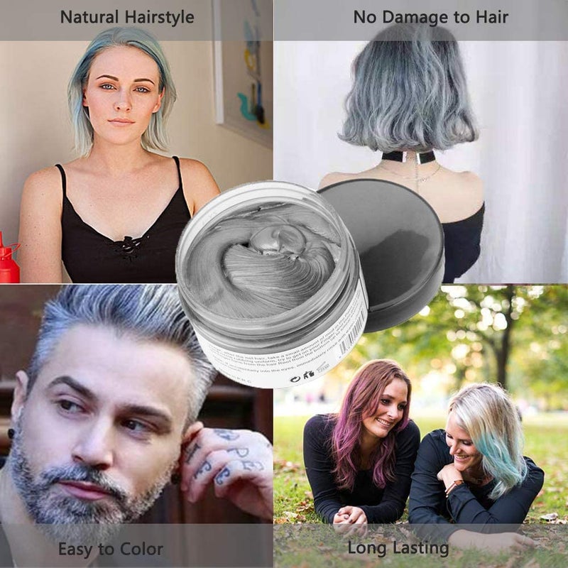 Acomler Temporary Silver Gray Hair Spray Color Wax, 4.23 Ounces Washable Hair Wax Color, Natural Disposable Grey Hair Color Wax Dye Pomades for Women Men,Christmas Parties,Role Playing,Cosplay,Halloween(Gray) - Image 2