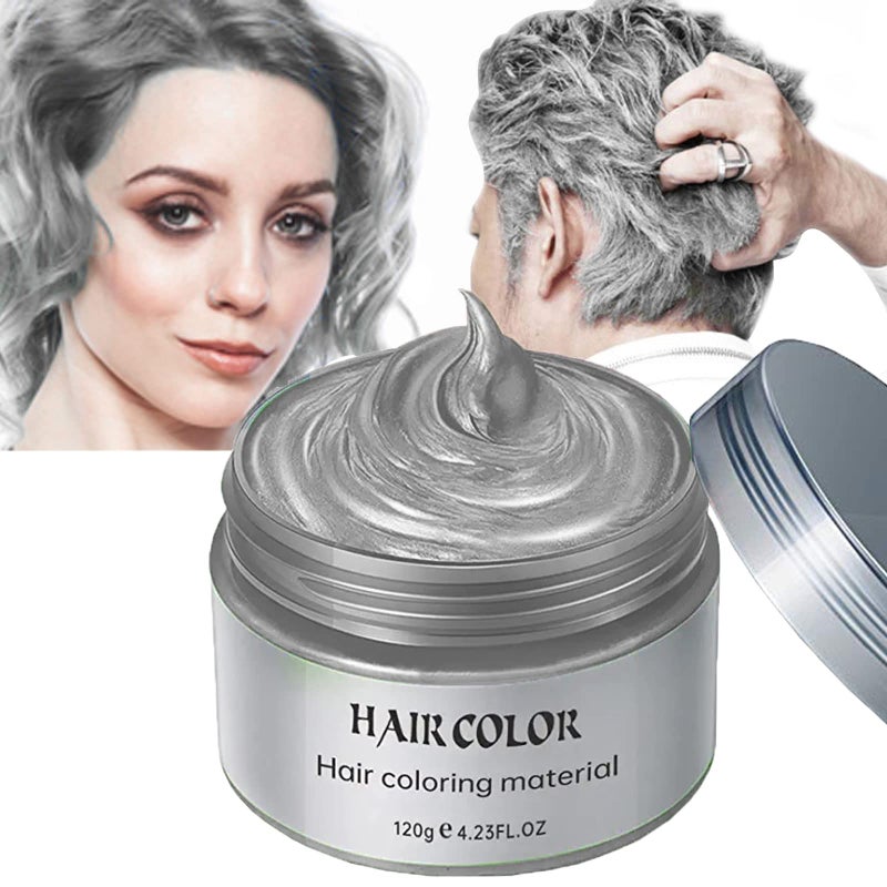Acomler Temporary Silver Gray Hair Spray Color Wax, 4.23 Ounces Washable Hair Wax Color, Natural Disposable Grey Hair Color Wax Dye Pomades for Women Men,Christmas Parties,Role Playing,Cosplay,Halloween(Gray) - Image 1