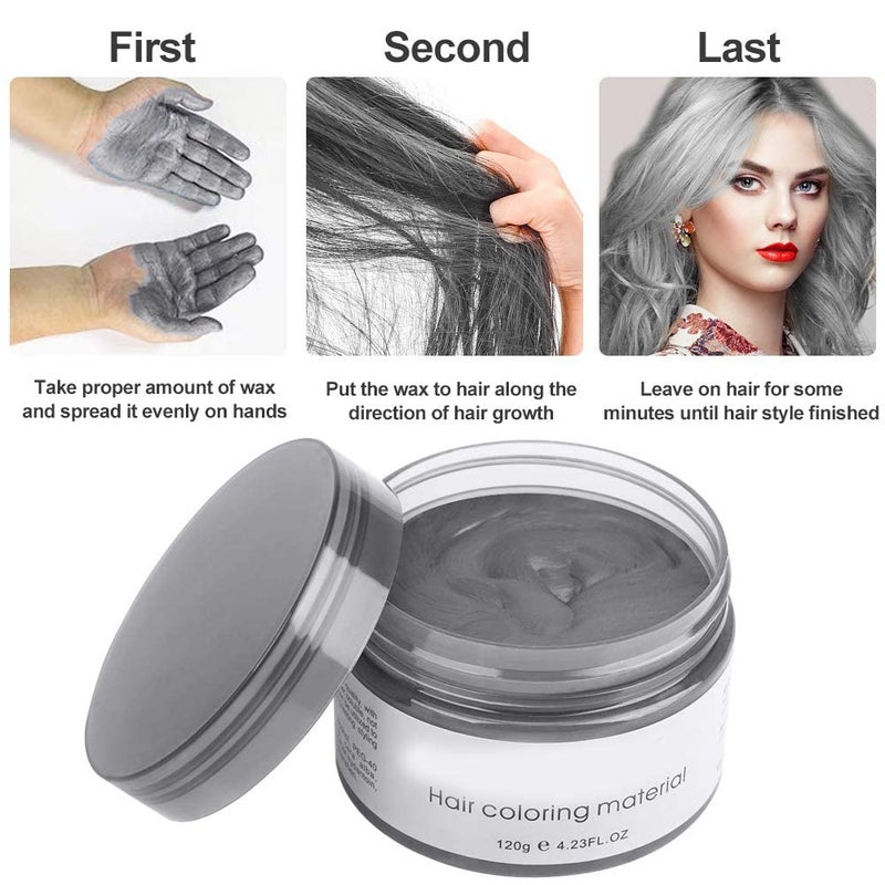 Acomler Temporary Silver Gray Hair Spray Color Wax, 4.23 Ounces Washable Hair Wax Color, Natural Disposable Grey Hair Color Wax Dye Pomades for Women Men,Christmas Parties,Role Playing,Cosplay,Halloween(Gray) - Image 4