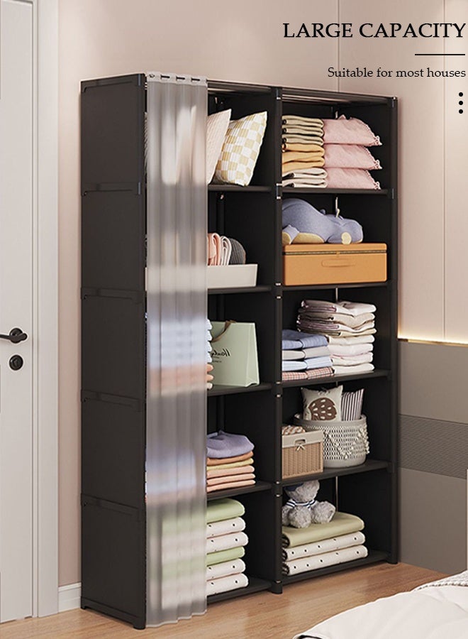 DUNISO Portable Fabric Wardrobe, Large Capacity Removable Wardrobe Closet with 10 Storage Shelves, Non-Woven Fabric Cover, Closet Organizer for Bedroom Living Room - Image 4