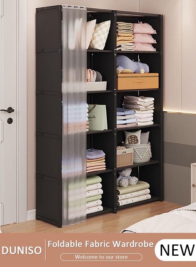 DUNISO Portable Fabric Wardrobe, Large Capacity Removable Wardrobe Closet with 10 Storage Shelves, Non-Woven Fabric Cover, Closet Organizer for Bedroom Living Room - Image 1