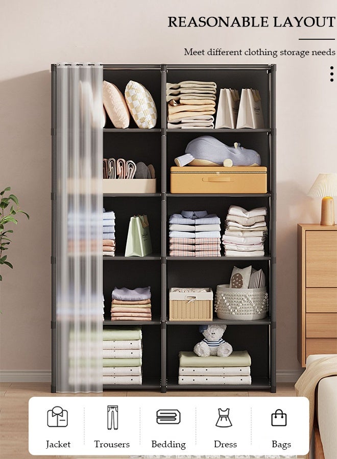 DUNISO Portable Fabric Wardrobe, Large Capacity Removable Wardrobe Closet with 10 Storage Shelves, Non-Woven Fabric Cover, Closet Organizer for Bedroom Living Room - Image 5