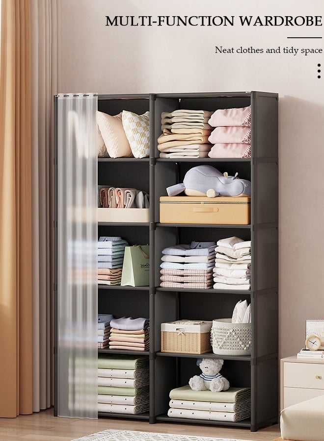 DUNISO Portable Fabric Wardrobe, Large Capacity Removable Wardrobe Closet with 10 Storage Shelves, Non-Woven Fabric Cover, Closet Organizer for Bedroom Living Room - Image 3