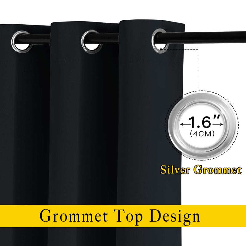 NICETOWN Blackout Curtains 63 inch Length 2 Panels Burg - Easy Care Solid Thermal Curtains Grommet Blackout Window Treatments for Bedroom/Kids Room (W52 x L63, Black) - Image 2