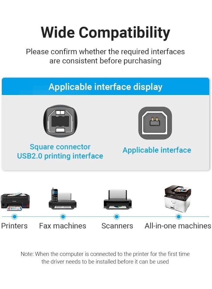 VENTION USB 2.0 A Male to B Male Cable 0.5M Black PVC Type Model # COQBD - Image 2