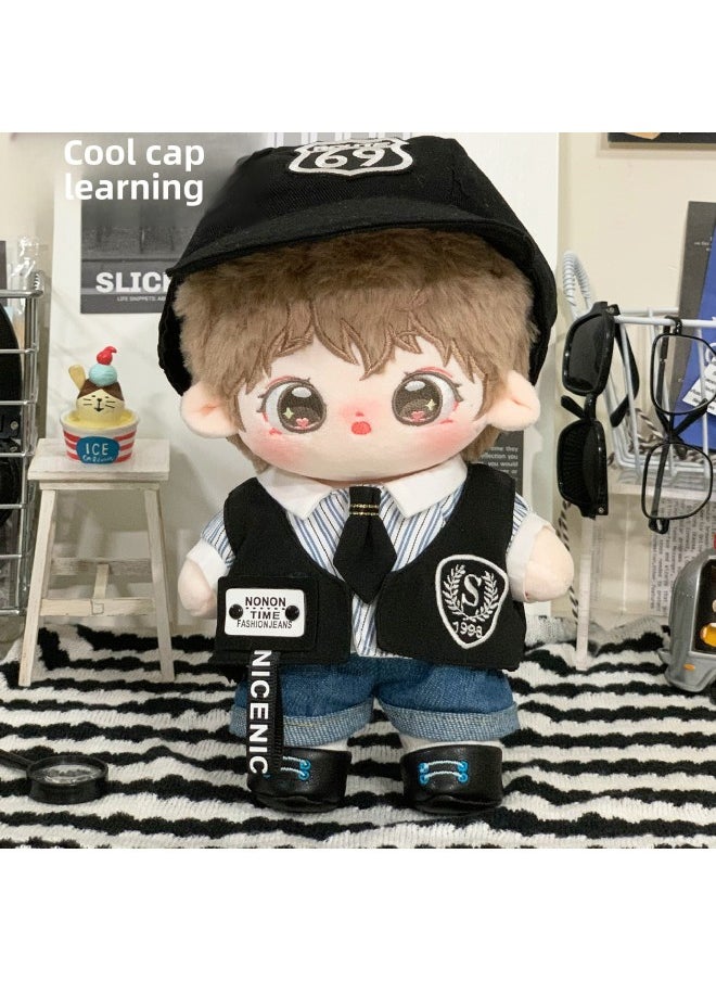 Generic - 20cm Doll Clothes Men's 20cm Cotton Doll Clothes Normal Chubby Body Exquisite High Face Value Handsome Cool Men's Doll Clothes-Specifications:20cm Baby Clothes (without Doll)-color:Cool Guy Xuedian (hat Jacket, Shirt, Pants And Shoes) - Image 1