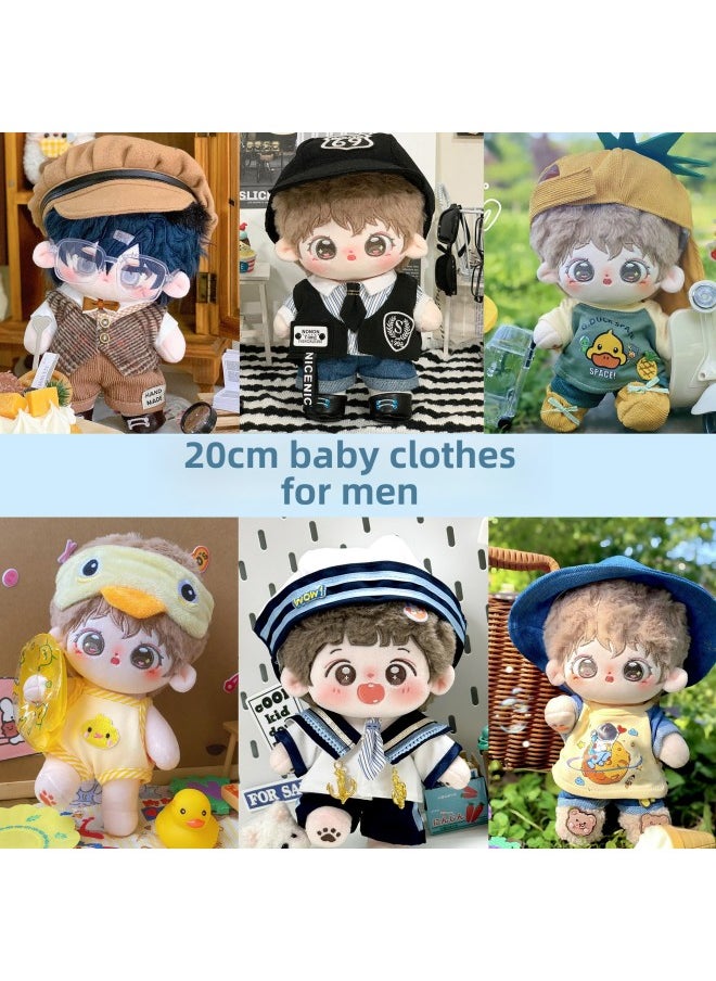 Generic - 20cm Doll Clothes Men's 20cm Cotton Doll Clothes Normal Chubby Body Exquisite High Face Value Handsome Cool Men's Doll Clothes-Specifications:20cm Baby Clothes (without Doll)-color:Cool Guy Xuedian (hat Jacket, Shirt, Pants And Shoes) - Image 1