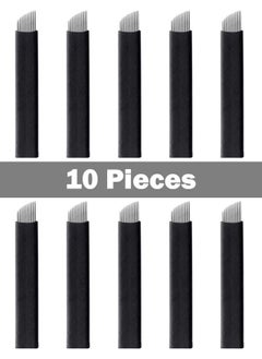 Ocean 10 Pieces Disposable 0.18mm Microblading Blade Fine Needles Permanent Makeup Curve Brow Manual Eyebrow Embroidery Tattoo Microblade Needles - 14 Pins Shape  - Image 2