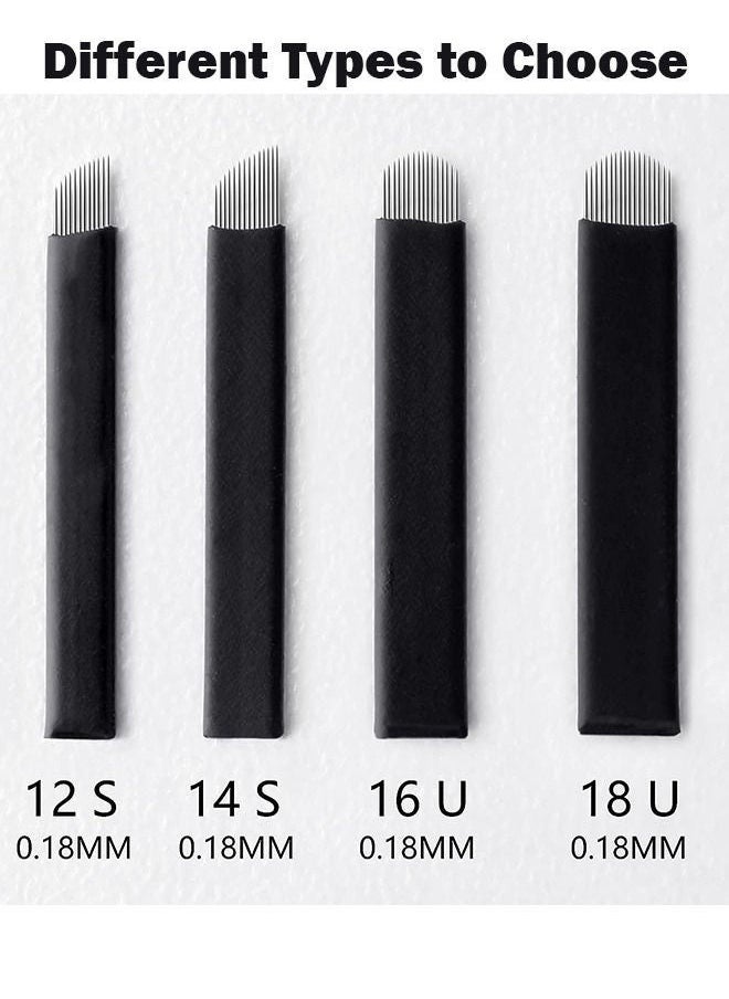Ocean 10 Pieces Disposable 0.18mm Microblading Blade Fine Needles Permanent Makeup Curve Brow Manual Eyebrow Embroidery Tattoo Microblade Needles - 14 Pins Shape  - Image 3