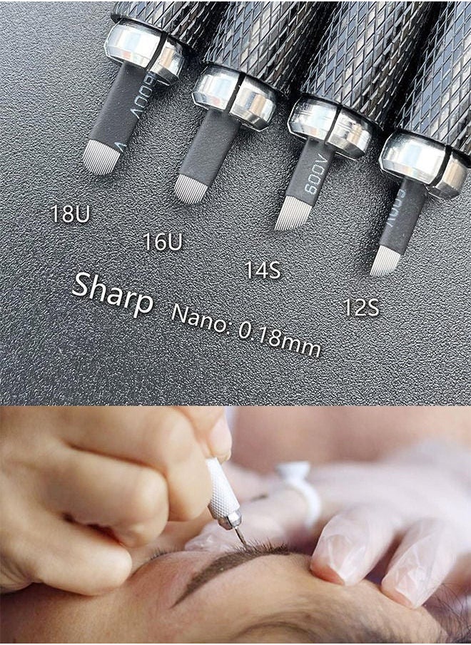 Ocean 10 Pieces Disposable 0.18mm Microblading Blade Fine Needles Permanent Makeup Curve Brow Manual Eyebrow Embroidery Tattoo Microblade Needles - 14 Pins Shape  - Image 5