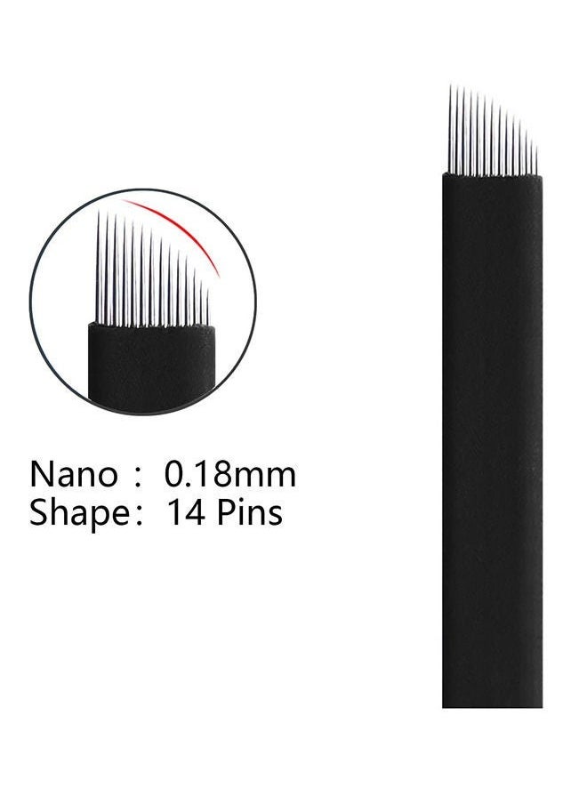 Ocean 10 Pieces Disposable 0.18mm Microblading Blade Fine Needles Permanent Makeup Curve Brow Manual Eyebrow Embroidery Tattoo Microblade Needles - 14 Pins Shape  - Image 4