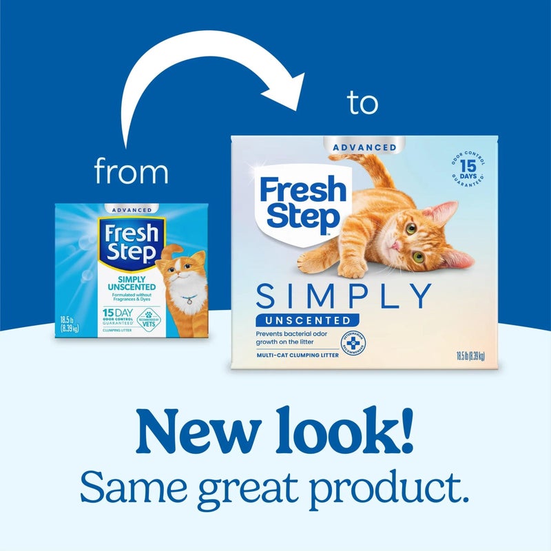 Fresh Step Advanced Simply Unscented Multi Cat Clumping Cat Litter, Low Dust, Odor Control with Activated Charcoal Tech, Compatible in Automatic Litter Boxes, 18.5 lb. - Image 2