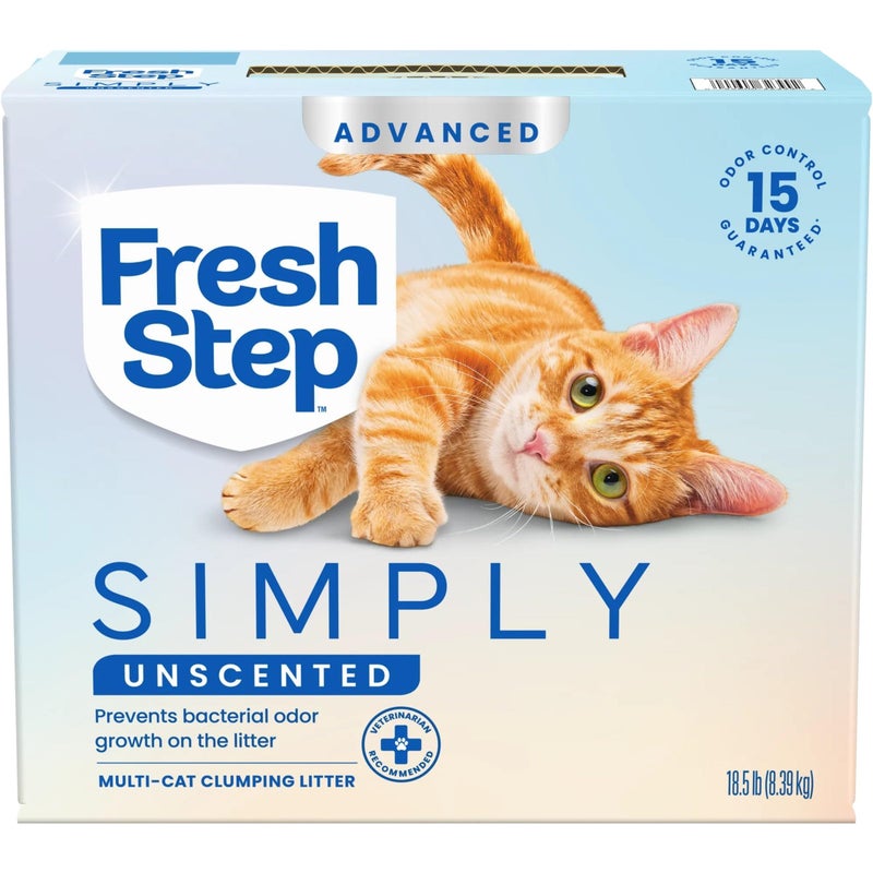 Fresh Step Advanced Simply Unscented Multi Cat Clumping Cat Litter, Low Dust, Odor Control with Activated Charcoal Tech, Compatible in Automatic Litter Boxes, 18.5 lb. - Image 1
