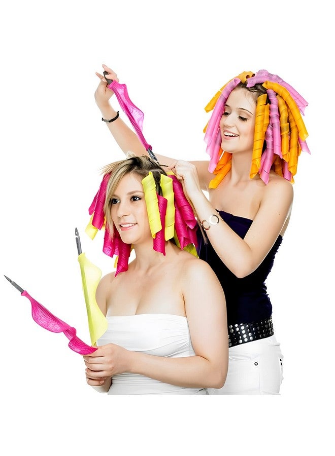 MC MAGIC CURLER 50pcs Heatless Spiral Hair Curlers for Long Hair - 22Inch with 6pcs Styling Hooks for Women (pink-orange) - Image 5