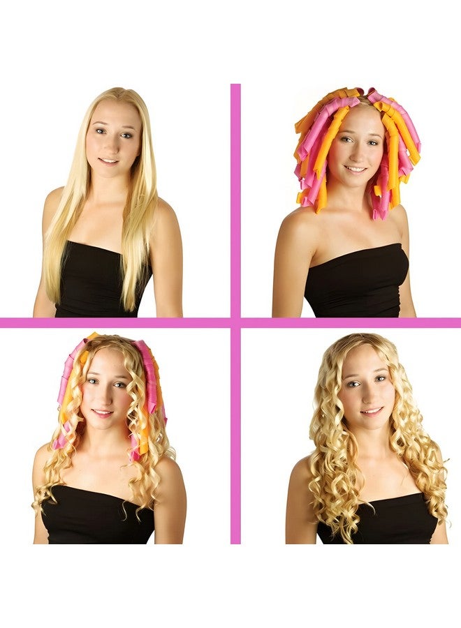 MC MAGIC CURLER 50pcs Heatless Spiral Hair Curlers for Long Hair - 22Inch with 6pcs Styling Hooks for Women (pink-orange) - Image 4