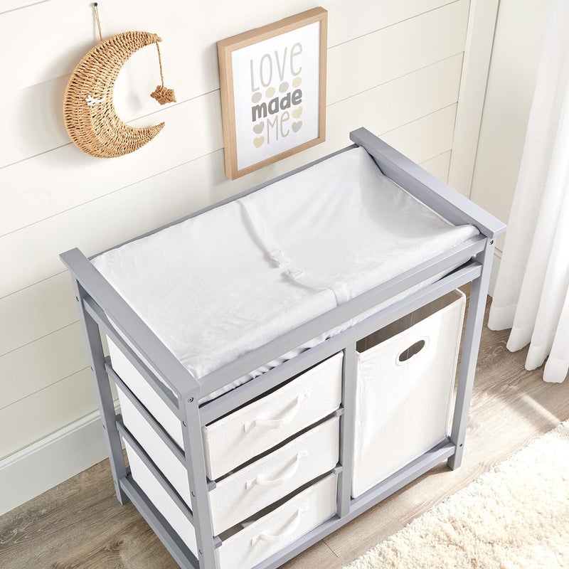 Badger Basket وسادة تغيير الأطفال المائية من بادجر باسكت بتصميم مريح مع قاعدة غير قابلة للانزلاق وحزام أمان قابل للإزالة باللون الأبيض - Image 5