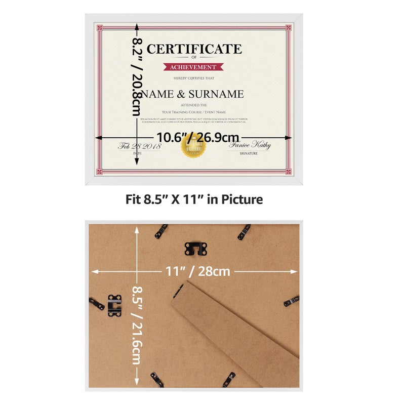 جيفت جاردن GiftGarden 8.5x11 صورة إطار صورة أبيض الدبلوم الدبلوم 8.5 بواسطة 11 إطارًا رفيعًا لعرض Tabletop واحد - Image 2