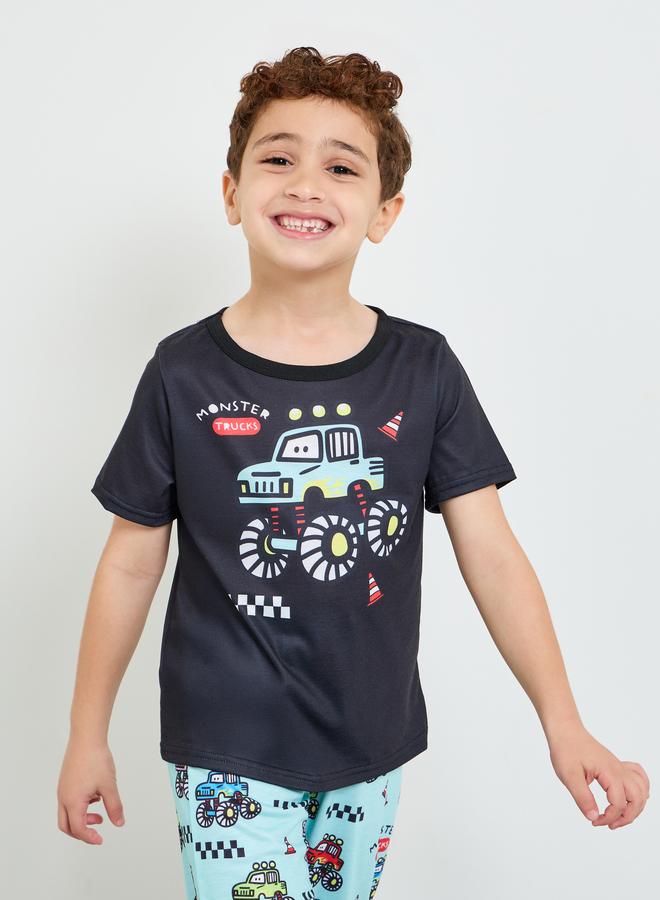 Styli Boys Graphic Print T-Shirt and Cuffed Pyjama Set - Image 2