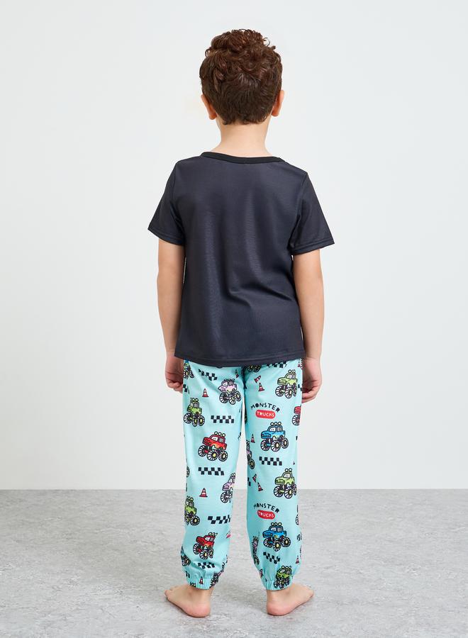 Styli Boys Graphic Print T-Shirt and Cuffed Pyjama Set - Image 3