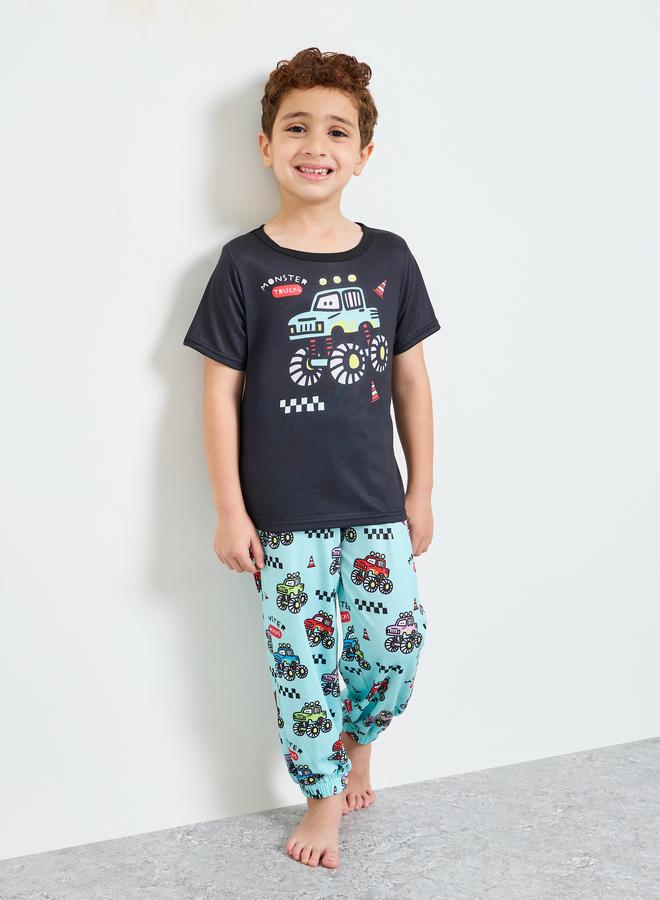 Styli Boys Graphic Print T-Shirt and Cuffed Pyjama Set - Image 1