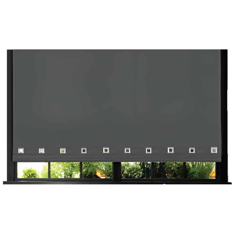 Funky Gadgets Roller Blinds Square Eyelet Light Filtering Roller Blind Daylight Trimmable charcoal Blinds Child Safe Easy Fit Metal Tube Home Office Window Blinds Charcoal Grey W120 x L165cm