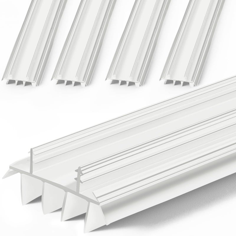Pushglossy Replacement Door Bottom with Vinyl Fins 36 Long 1 34 Wide Threshold Seal Bottom of Door Weatherstrip Kerf Weather Stripping for 78 Between BarbsWhite4 Pcs