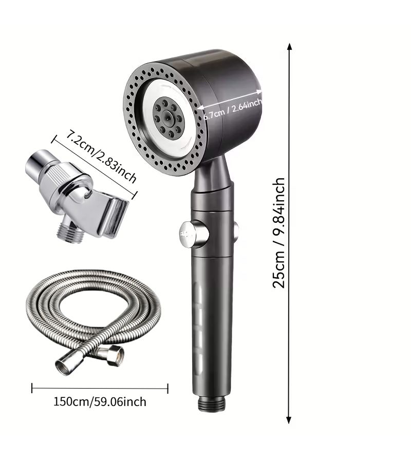 3pcs Orange High Pressure Handheld Shower Head Set with 5 Adjustable Water Flow Modes Built In Filter and Wall Mount Holder for Bathroom - Image 4