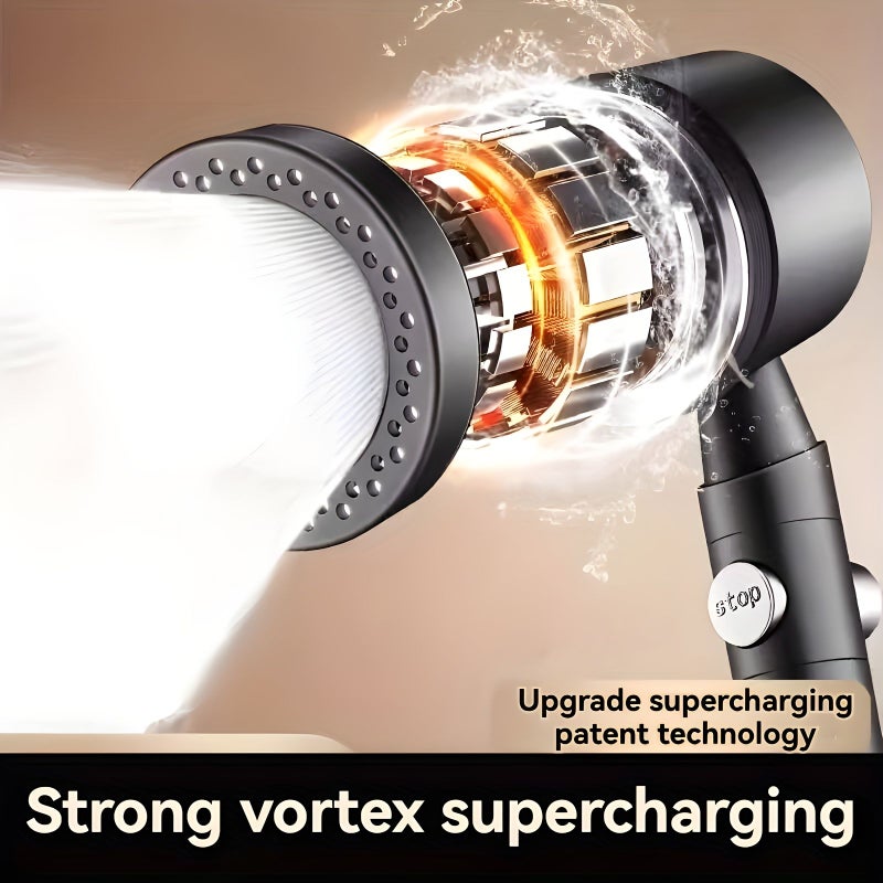 3pcs Orange High Pressure Handheld Shower Head Set with 5 Adjustable Water Flow Modes Built In Filter and Wall Mount Holder for Bathroom - Image 5
