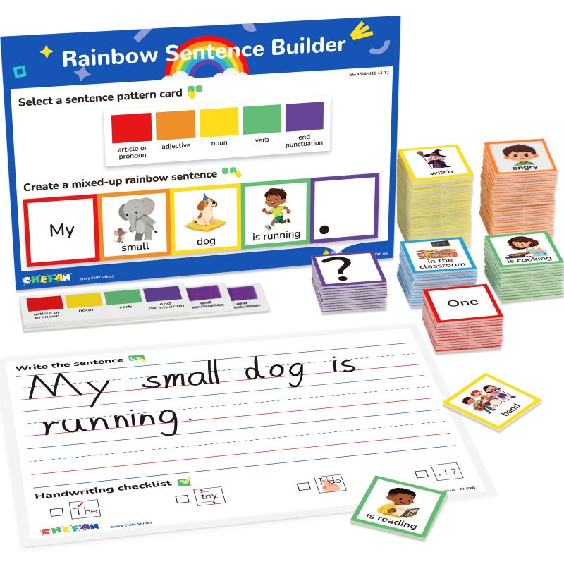 CHEFAN Sentence Building for Kids ColorCoded Grammar Learning Toys with Writing Practice Reading Manipulatives for Classroom Homeshool Speech Therapy - Image 3