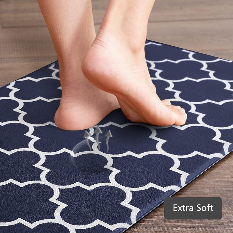 KMAT Kitchen Mat [2 PCS] Cushioned Anti-Fatigue Area Rug Sets, Waterproof Non-Slip Kitchen Mats and Rugs Heavy Duty PVC Ergonomic Comfort Foam Rug for Kitchen, Floor Home, Office, Sink,Blue - Image 5