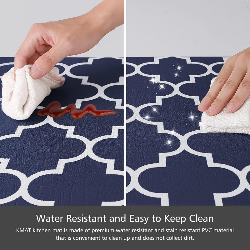 KMAT Kitchen Mat [2 PCS] Cushioned Anti-Fatigue Area Rug Sets, Waterproof Non-Slip Kitchen Mats and Rugs Heavy Duty PVC Ergonomic Comfort Foam Rug for Kitchen, Floor Home, Office, Sink,Blue - Image 4