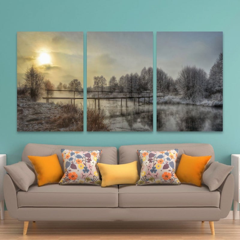 Marktna Three luxurious modern-designed canvas prints with a hollow frame, measuring (150×70), three pieces - Image 1